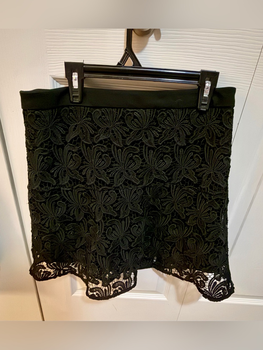 LOFT Black Floral Lace Mini Skirt